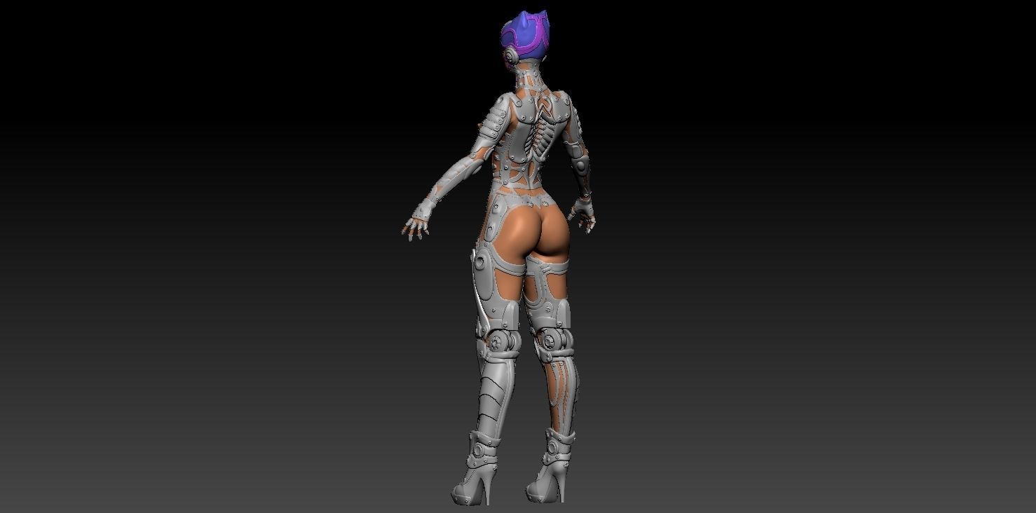 Ghost Hental Cyberpunk Android Girl 3D model_24