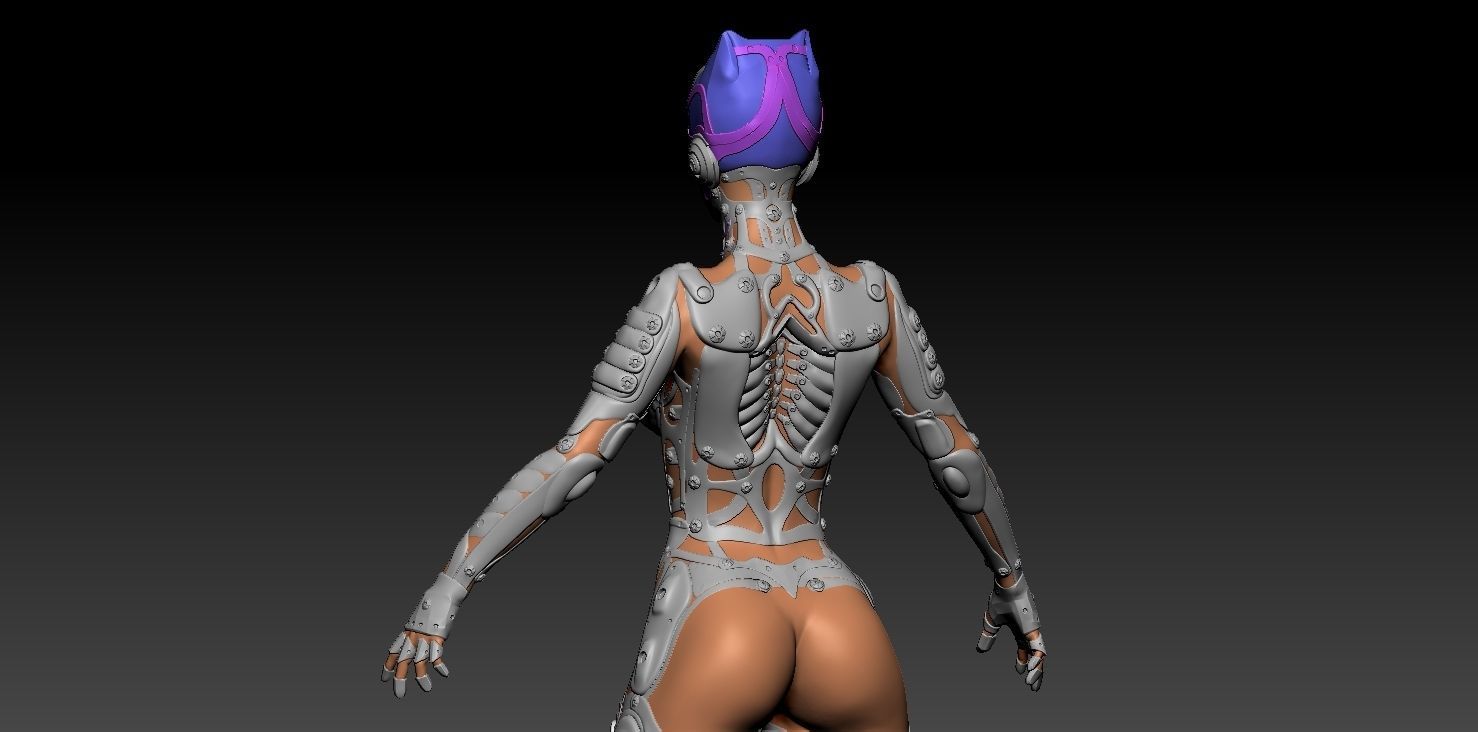 Ghost Hental Cyberpunk Android Girl 3D model_26