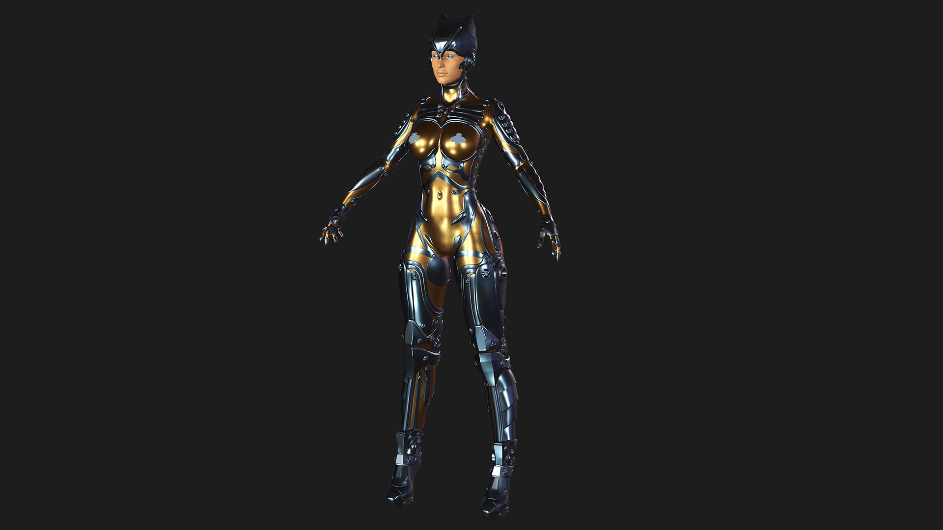 Ghost Hental Cyberpunk Android Girl 3D model_5