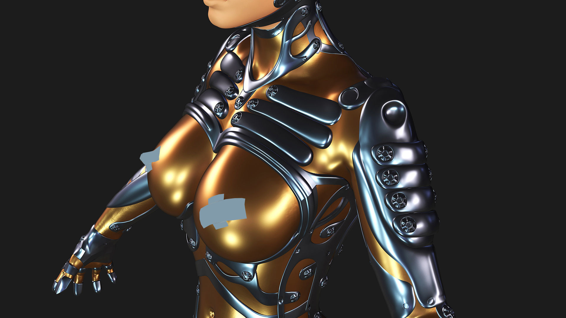 Ghost Hental Cyberpunk Android Girl 3D model_19