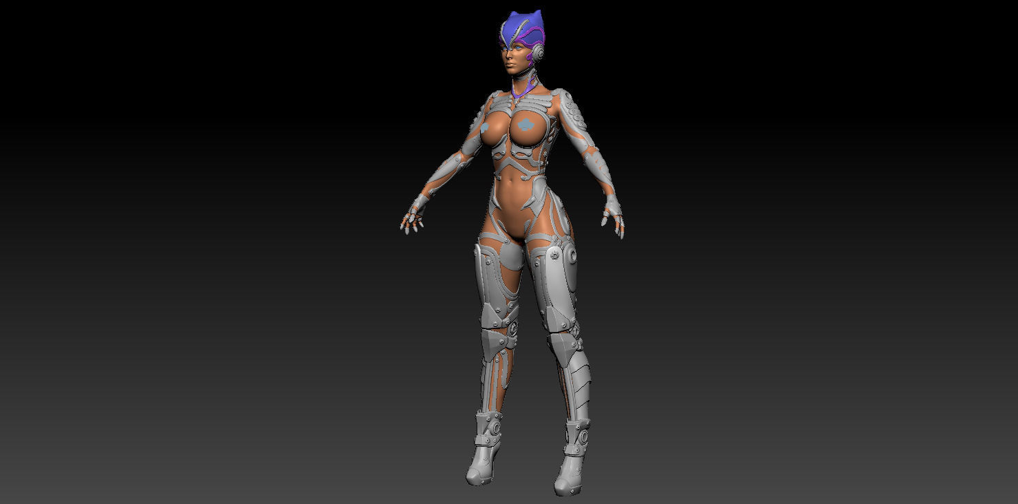 Ghost Hental Cyberpunk Android Girl 3D model_22
