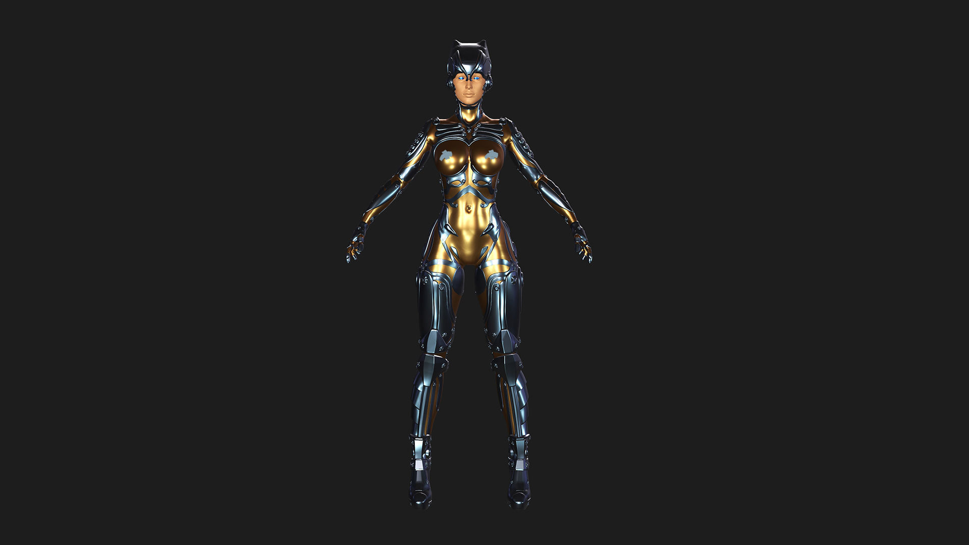 Ghost Hental Cyberpunk Android Girl 3D model_4
