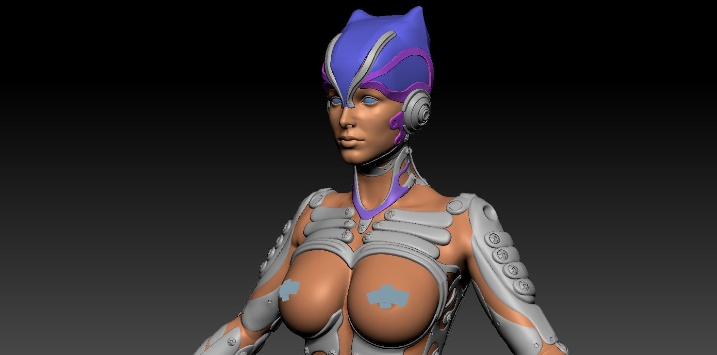 Ghost Hental Cyberpunk Android Girl 3D model_9