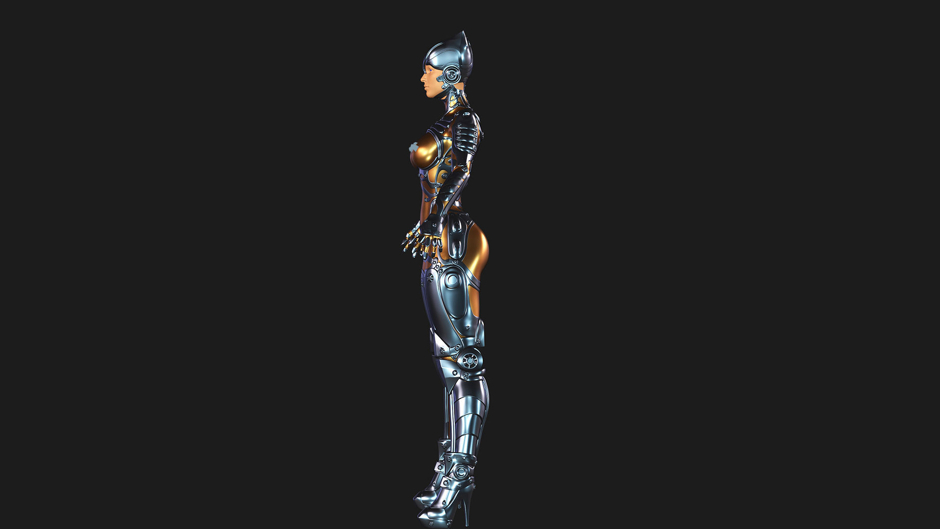 Ghost Hental Cyberpunk Android Girl 3D model_6