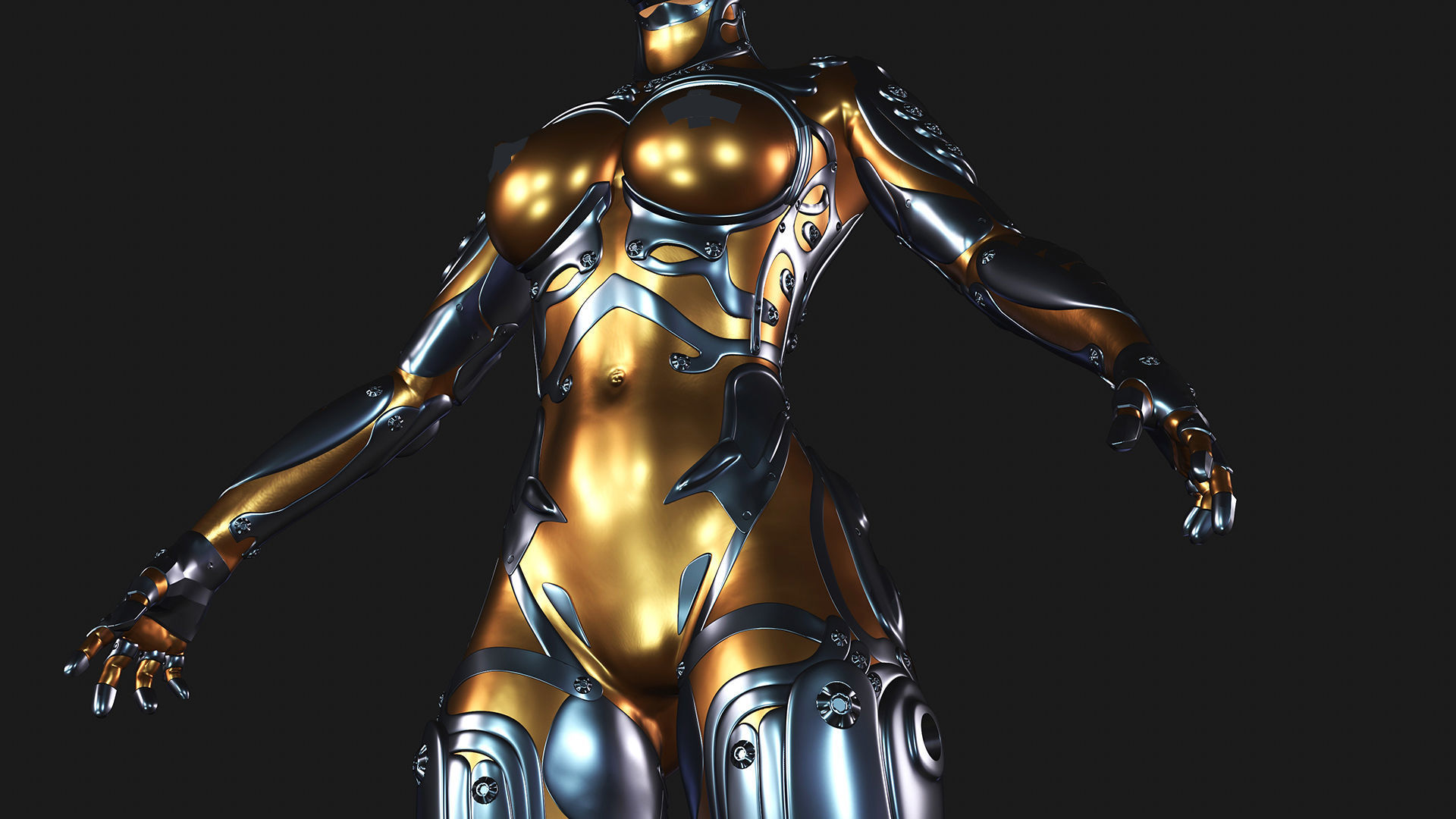Ghost Hental Cyberpunk Android Girl 3D model_27