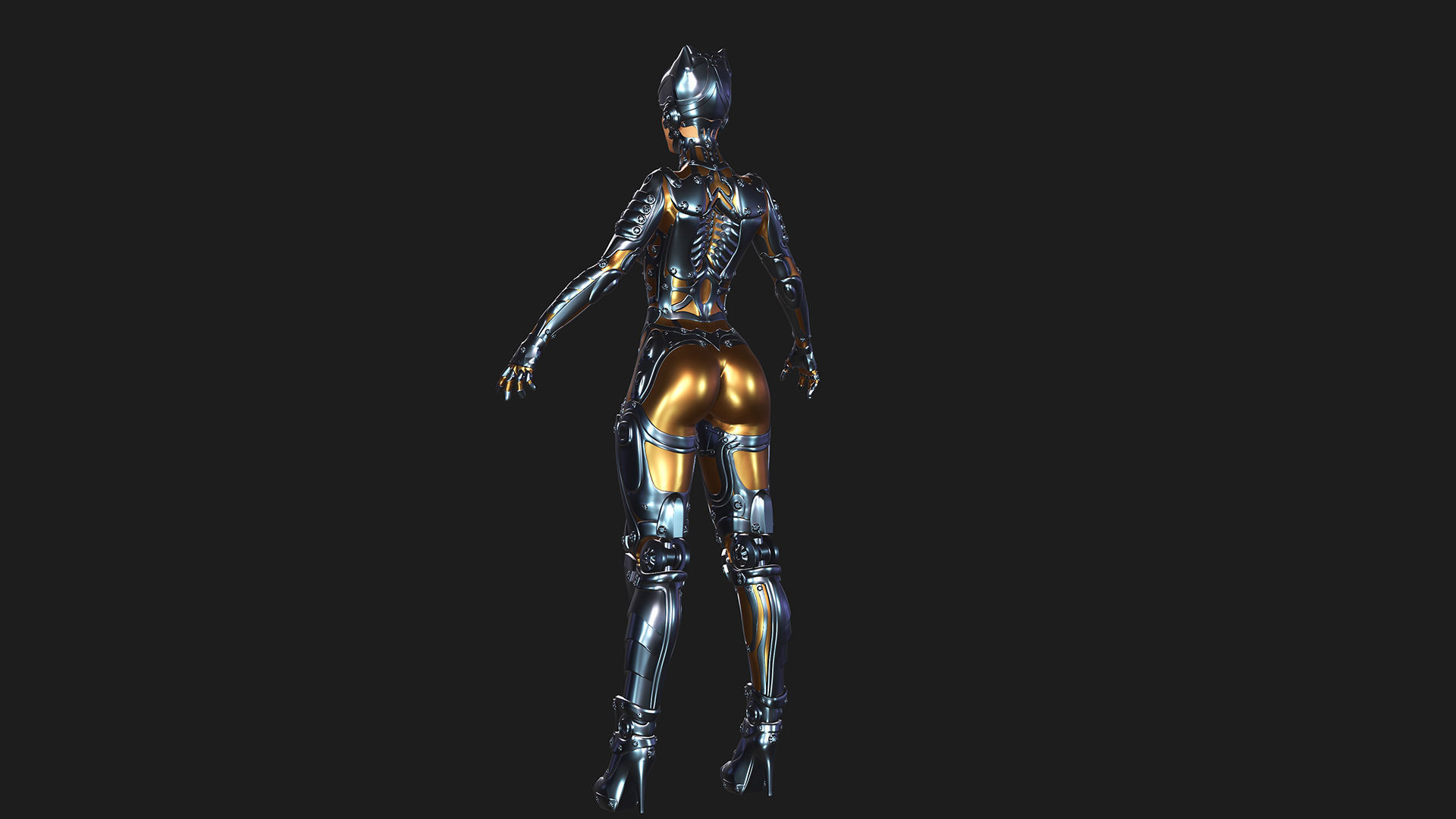 Ghost Hental Cyberpunk Android Girl 3D model_7
