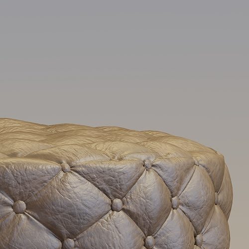 Round tufted ottoman 3D model 3