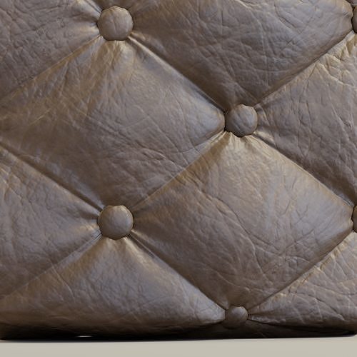 Round tufted ottoman 3D model 4