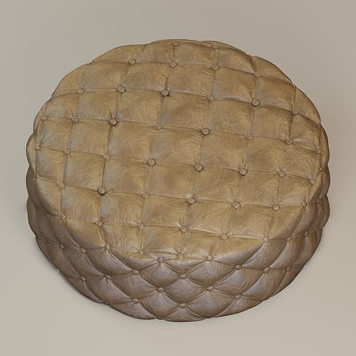 Round tufted ottoman 3D model 2