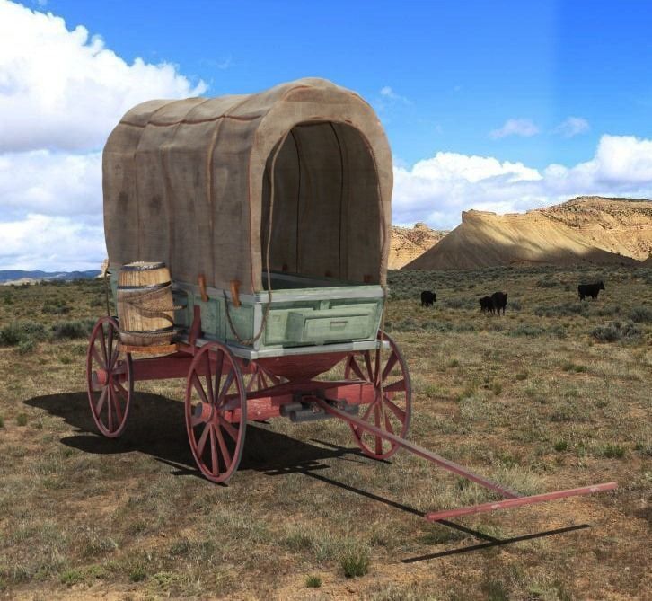 Western Wagon 3D model_1