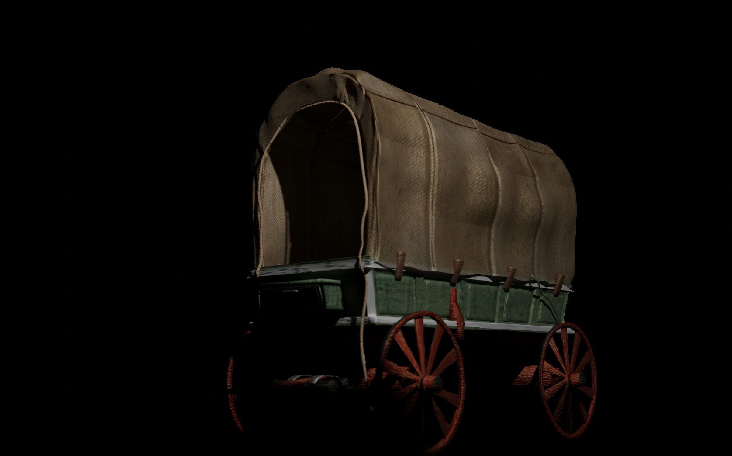 Western Wagon 3D model_2