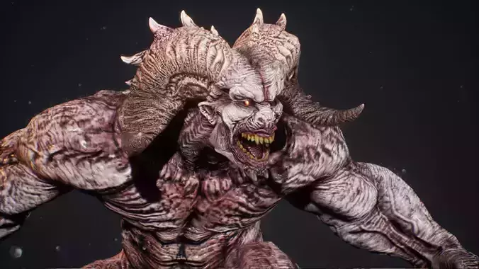 Demon 9 huge muscular creature Low-poly 3D model
