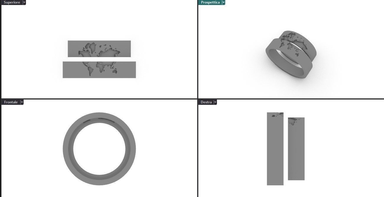 wedding rings with world map 3D print model_6