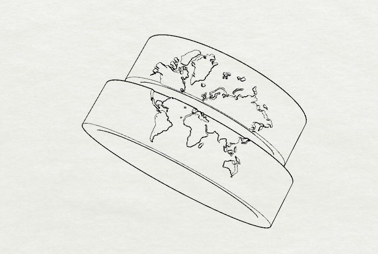 wedding rings with world map 3D print model_3