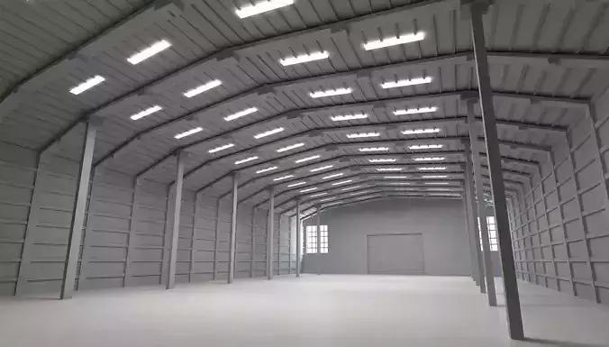 MODEL WAREHOUSE 3D model with metal beams