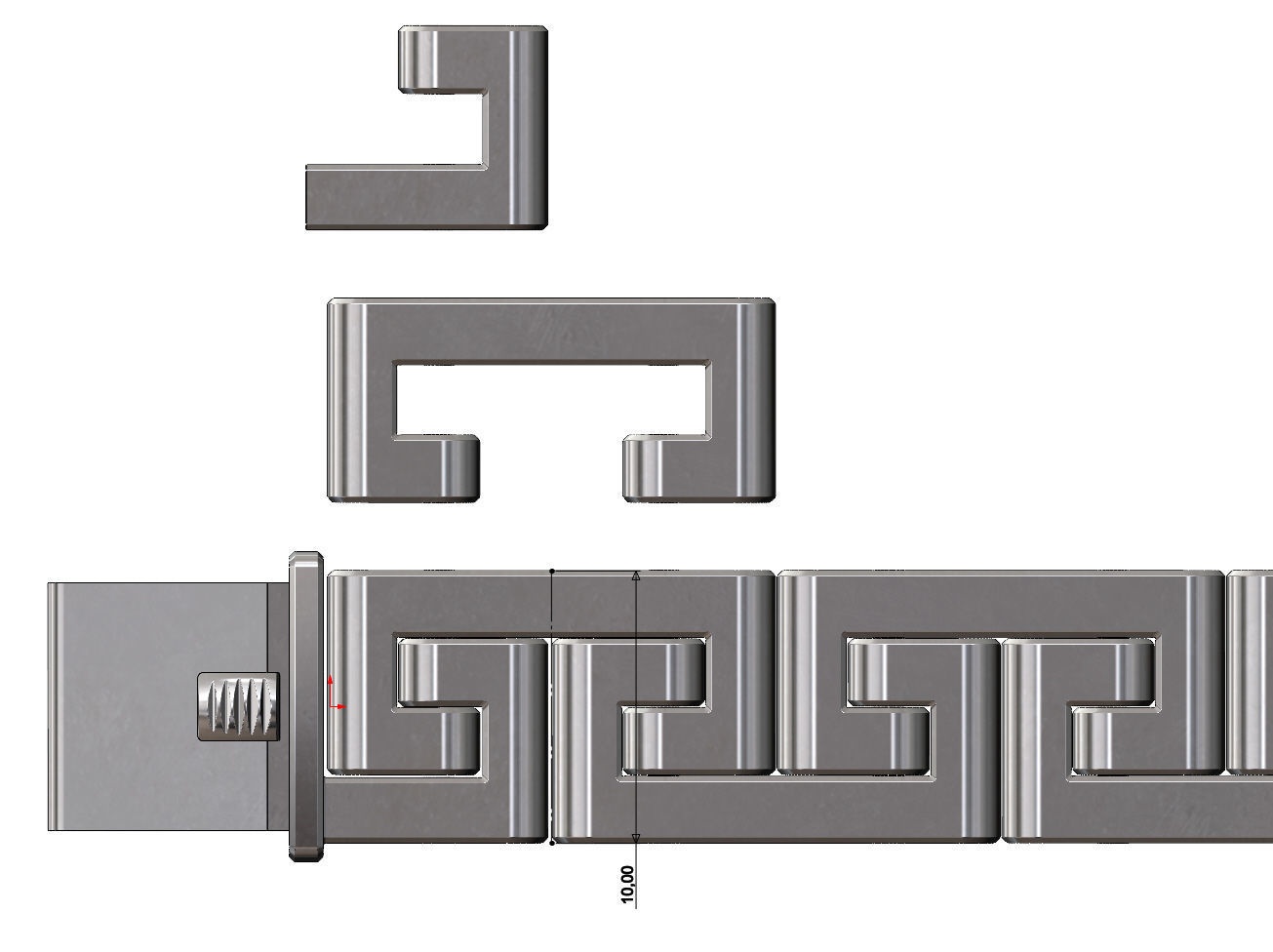 Greek key pattern wristband bracelet and chain  3D print model_6