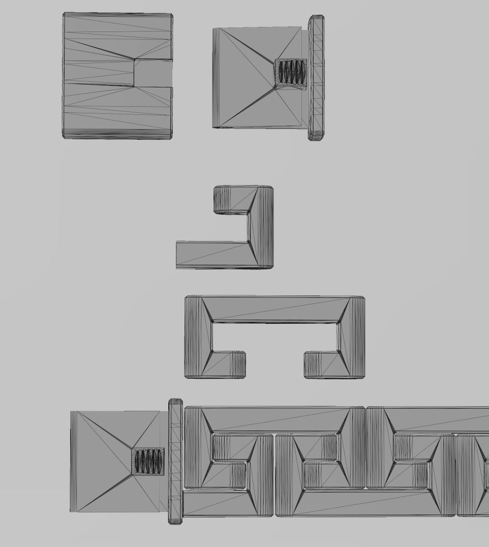 Greek key pattern wristband bracelet and chain  3D print model_22