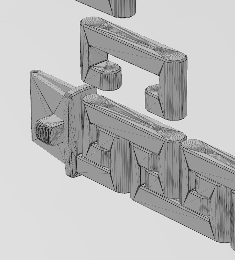 Greek key pattern wristband bracelet and chain  3D print model_24