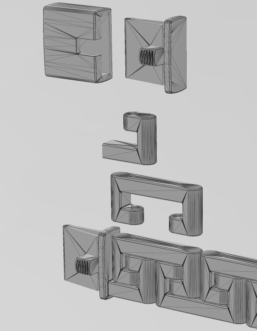 Greek key pattern wristband bracelet and chain  3D print model_21