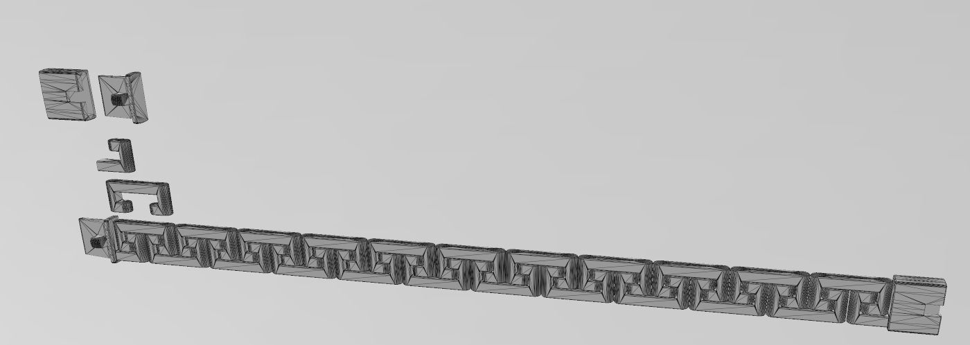 Greek key pattern wristband bracelet and chain  3D print model_20