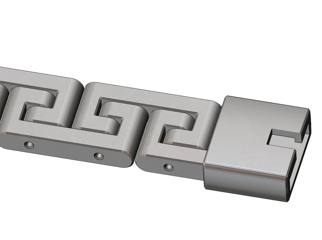 Greek key pattern wristband bracelet and chain  3D print model_4
