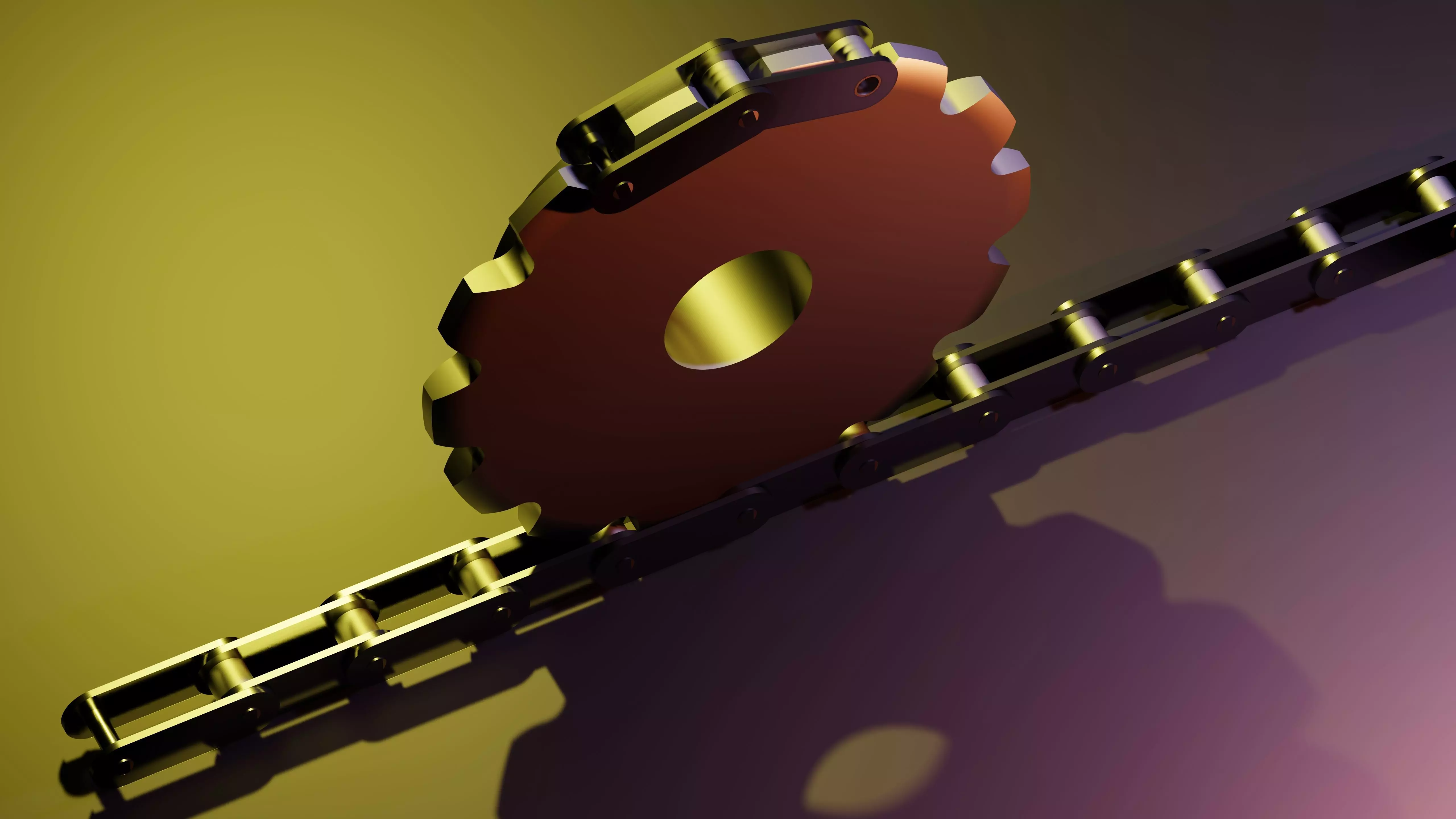 CONVEYOR CHAIN DOUBLE PITCH 2040 WITH SPROCKET 14 TEETH 3D print model