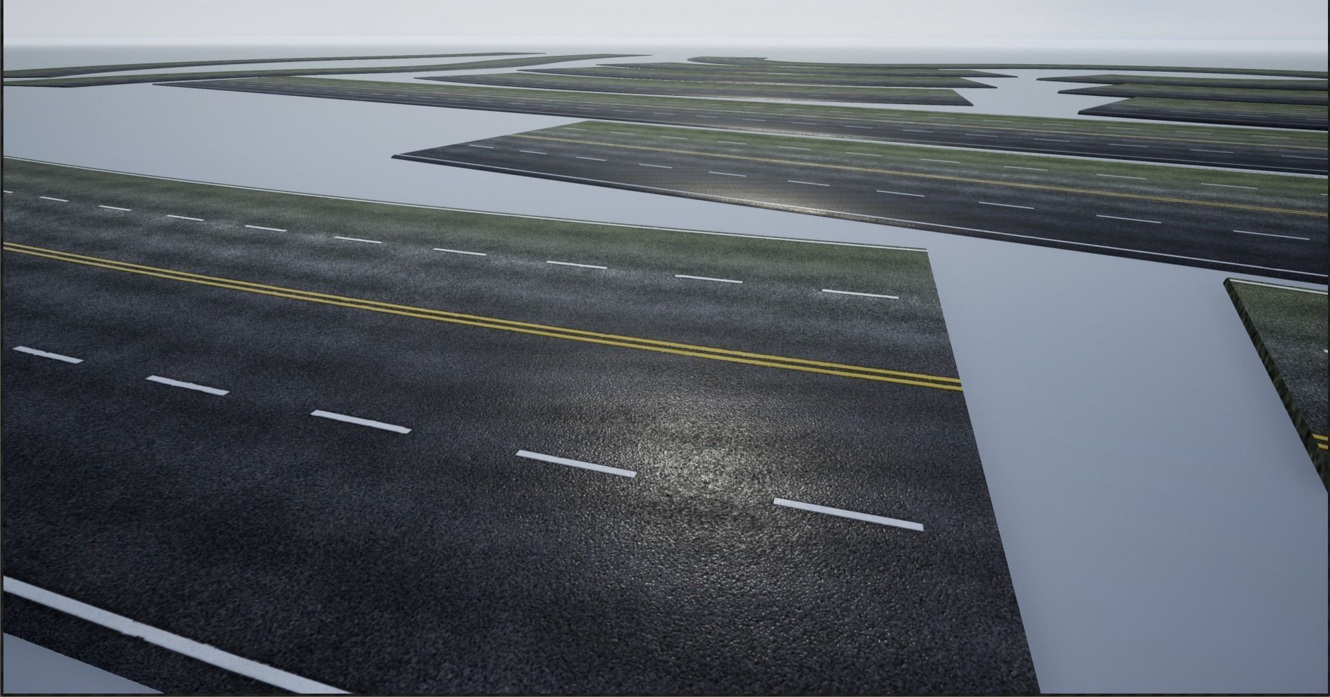 PBR 4K-2K Four-Lane Highway Roads Clean Low-poly 3D model_17