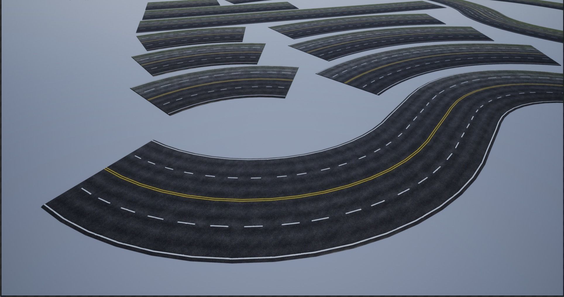 PBR 4K-2K Four-Lane Highway Roads Clean Low-poly 3D model_13