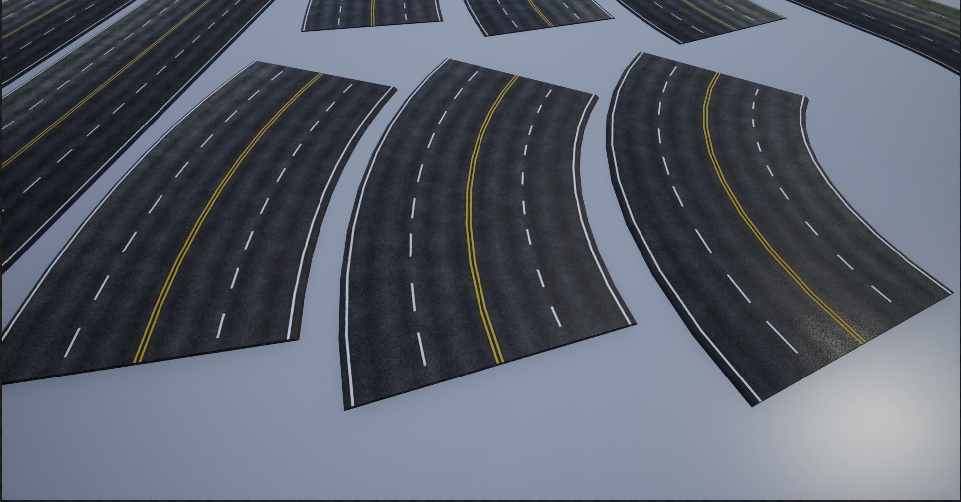 PBR 4K-2K Four-Lane Highway Roads Clean Low-poly 3D model_14