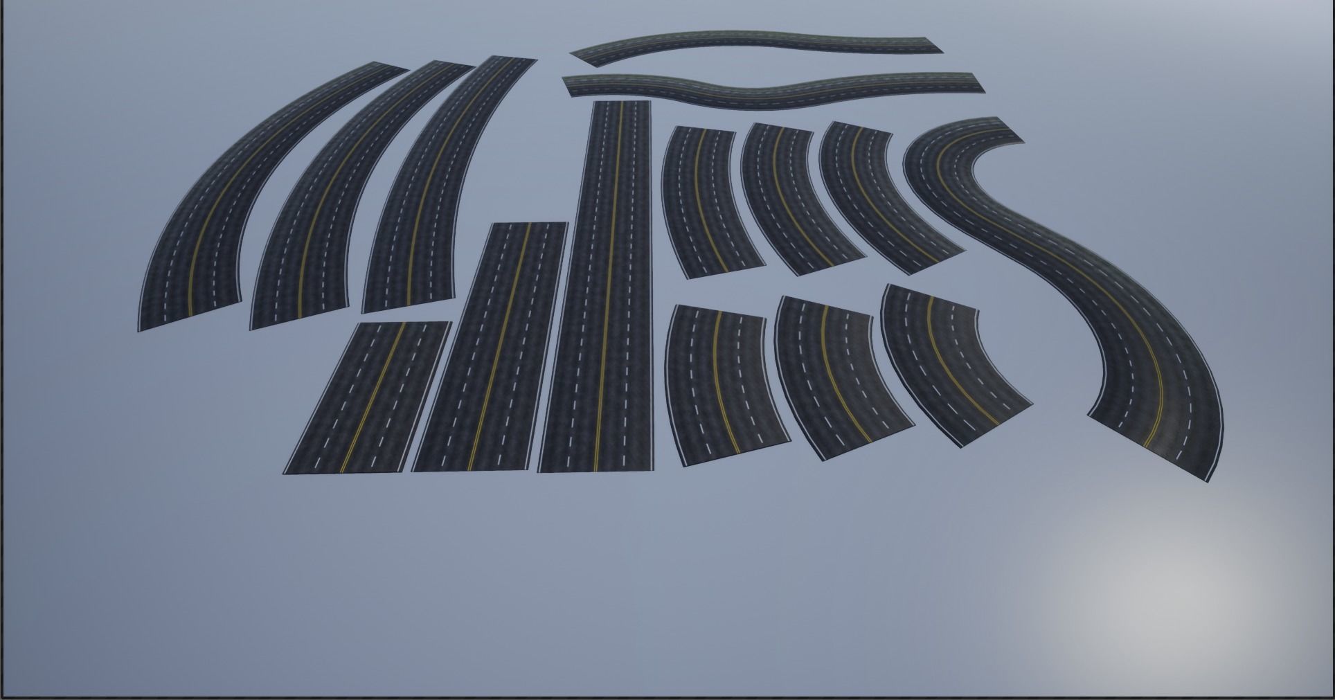 PBR 4K-2K Four-Lane Highway Roads Clean Low-poly 3D model_2