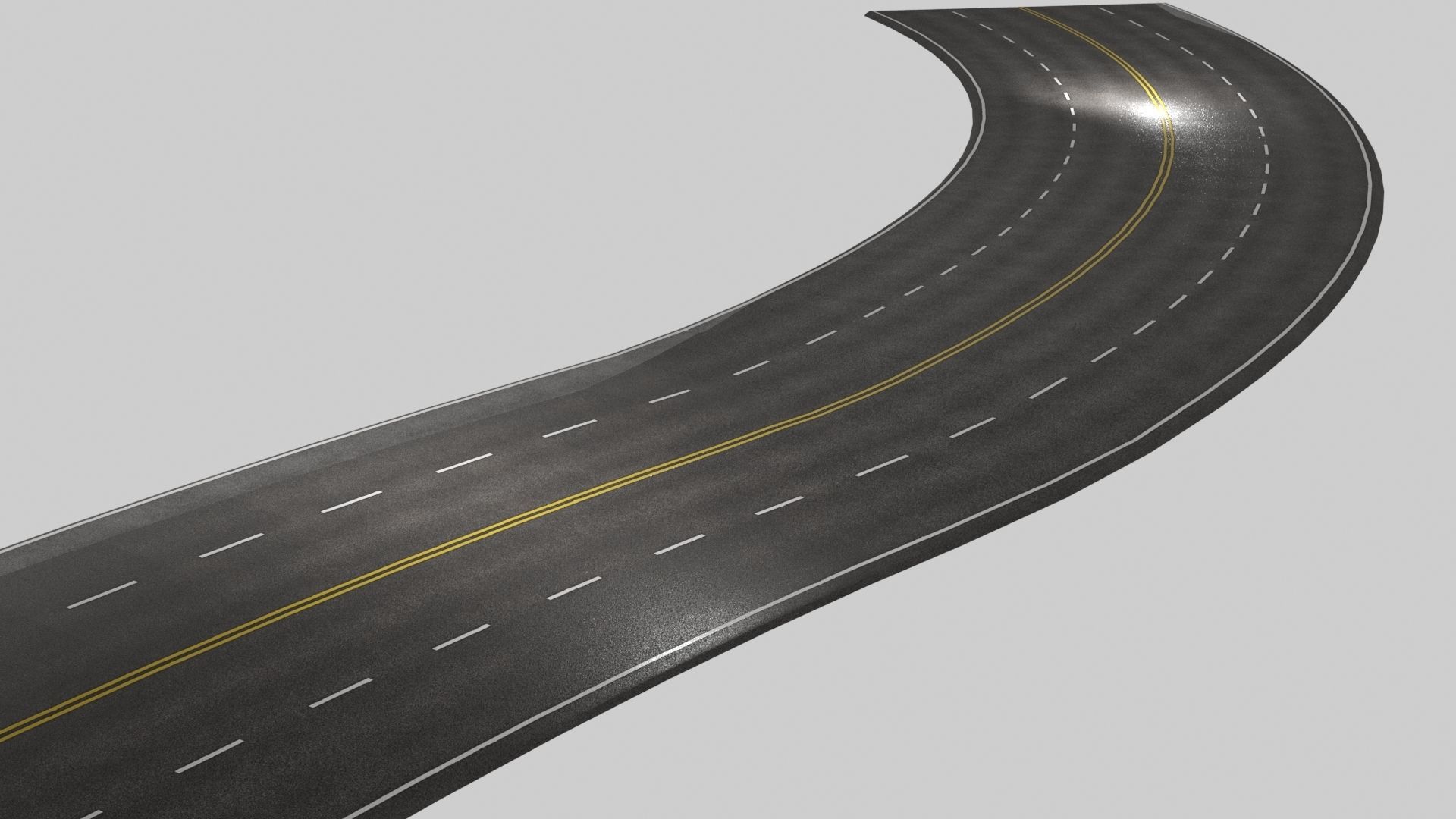 PBR 4K-2K Four-Lane Highway Roads Clean Low-poly 3D model_19