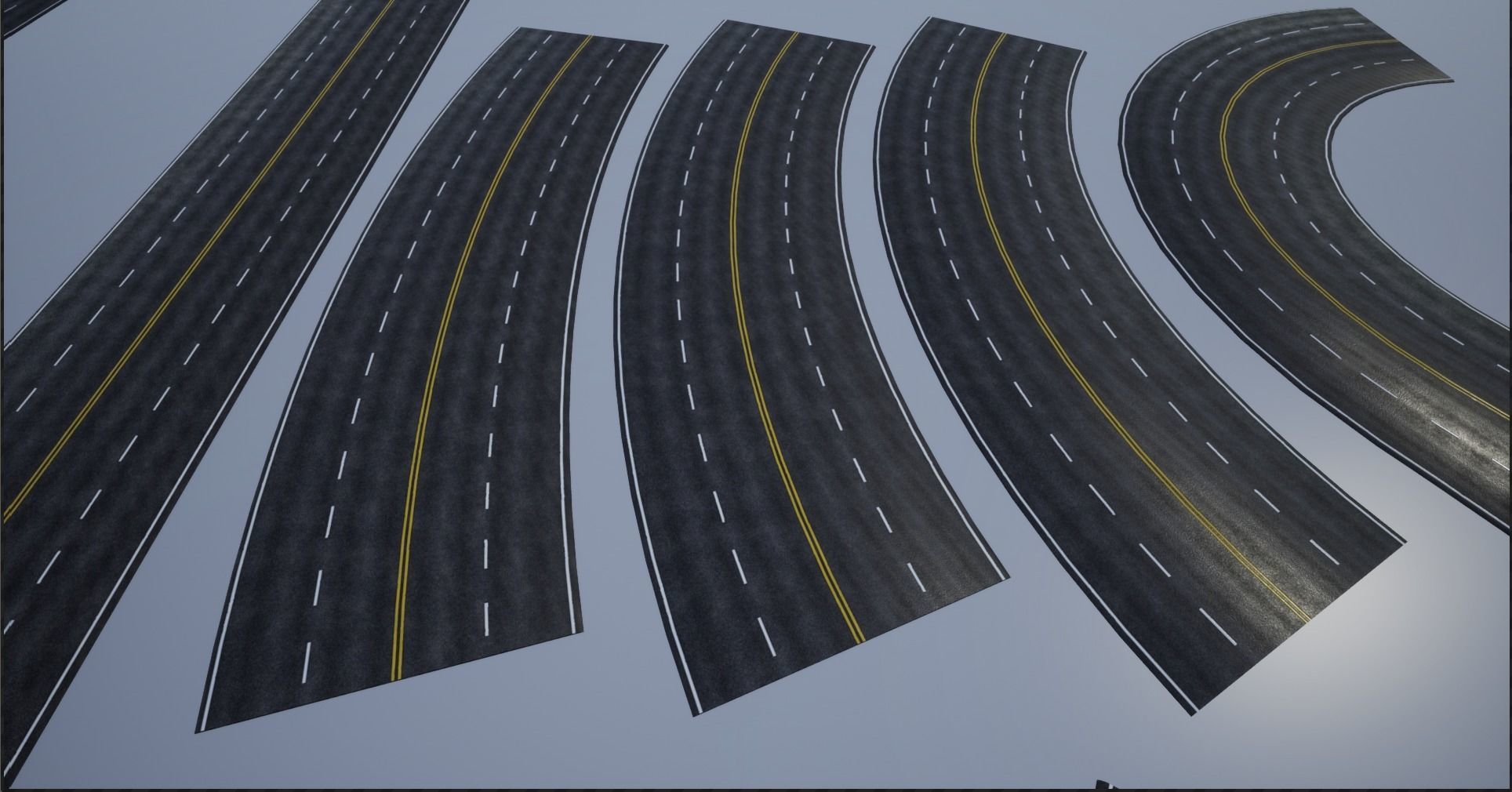 PBR 4K-2K Four-Lane Highway Roads Clean Low-poly 3D model_15