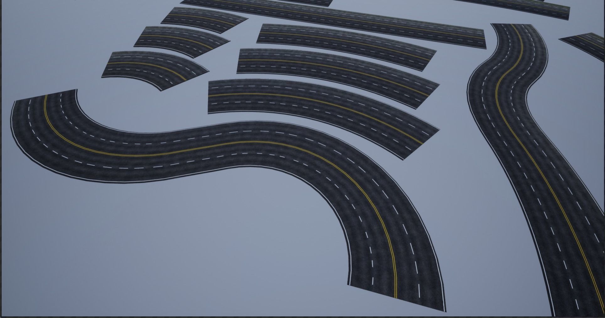 PBR 4K-2K Four-Lane Highway Roads Clean Low-poly 3D model_11