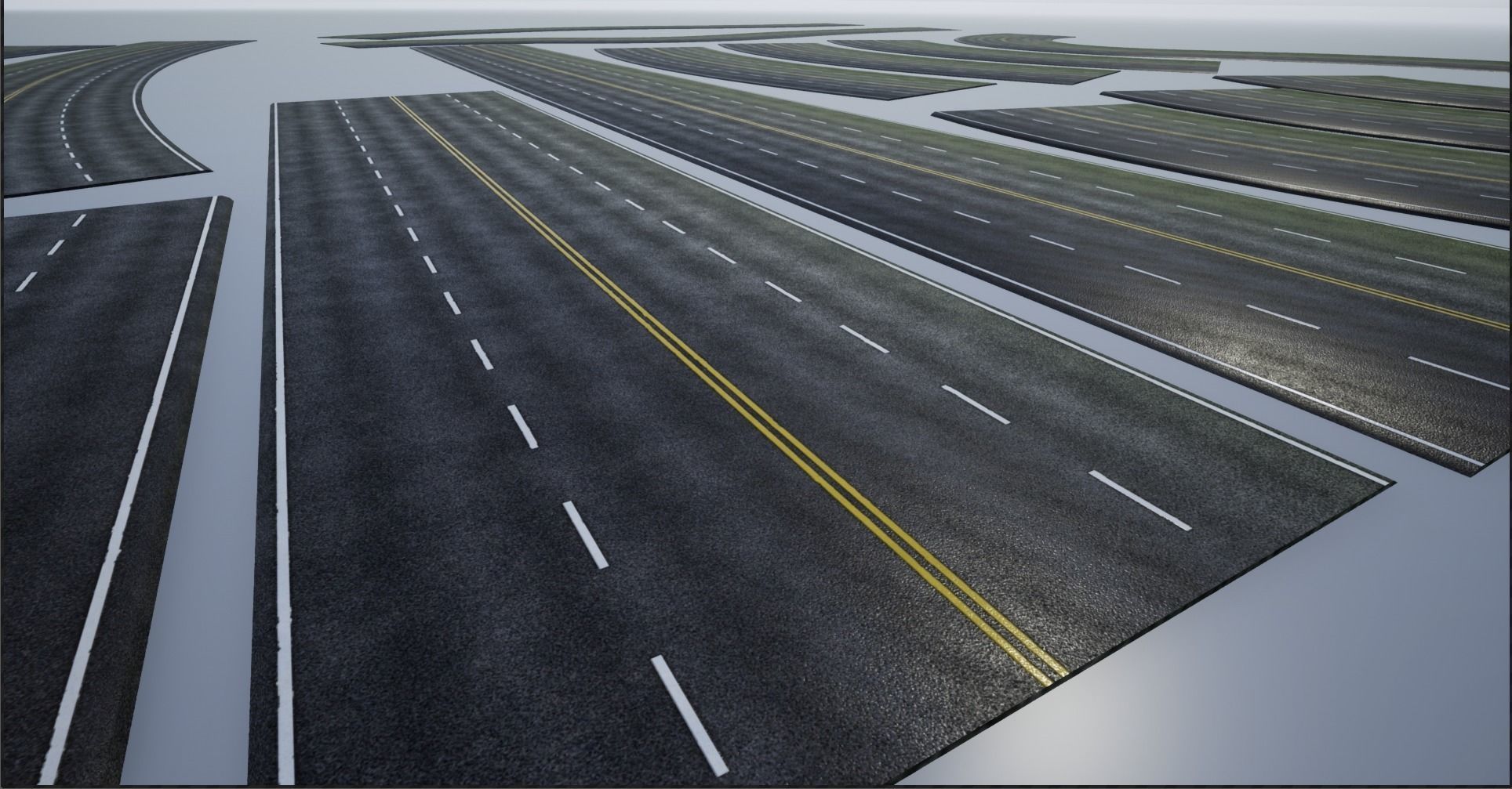 PBR 4K-2K Four-Lane Highway Roads Clean Low-poly 3D model_16