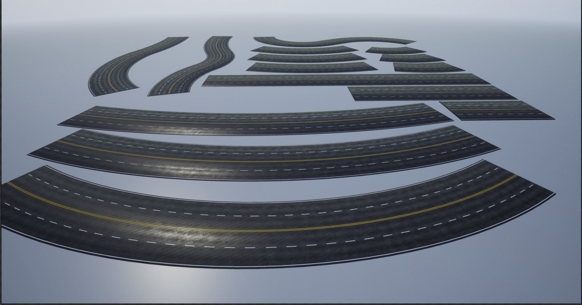 PBR 4K-2K Four-Lane Highway Roads Clean Low-poly 3D model_8