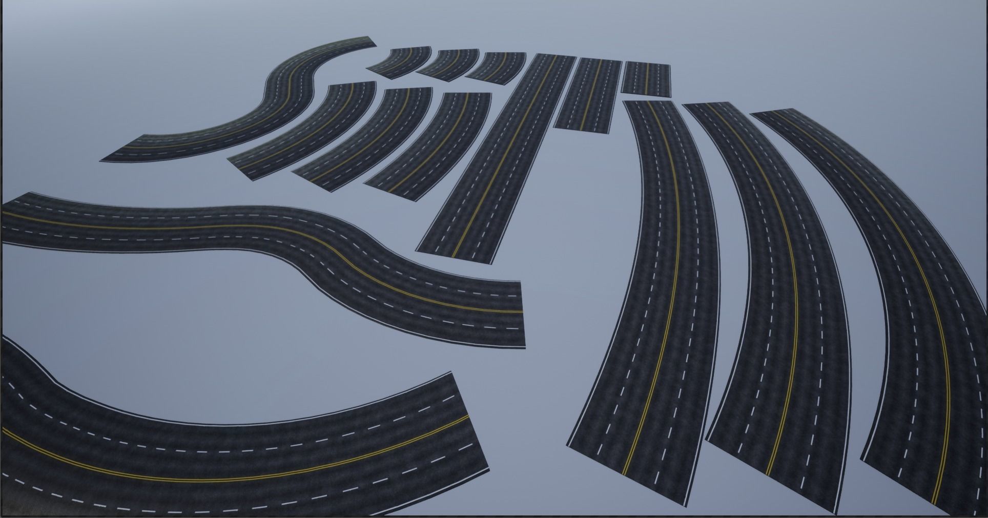 PBR 4K-2K Four-Lane Highway Roads Clean Low-poly 3D model_9