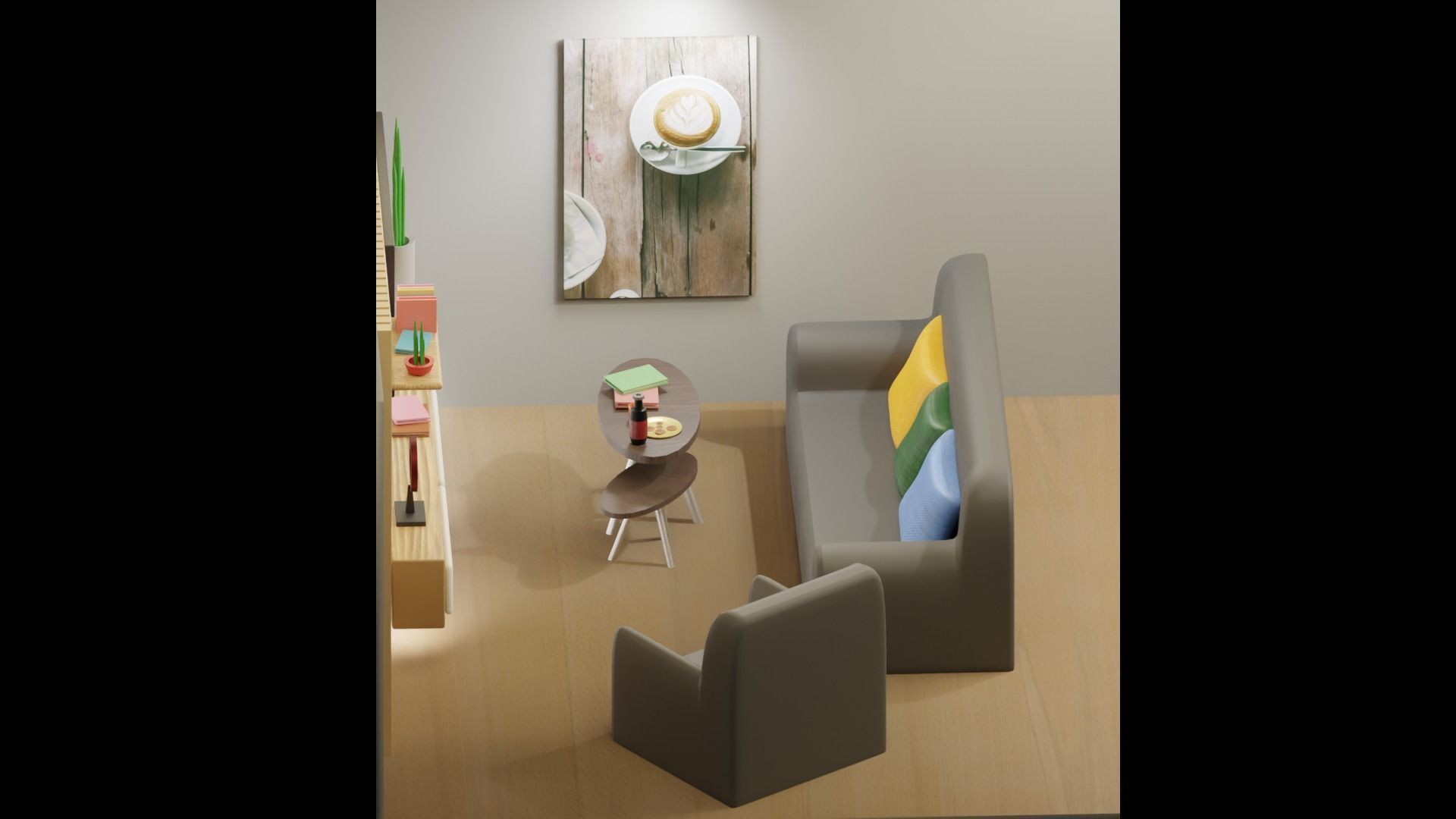 Blender 3D living room youtube Low-poly 3D model_1