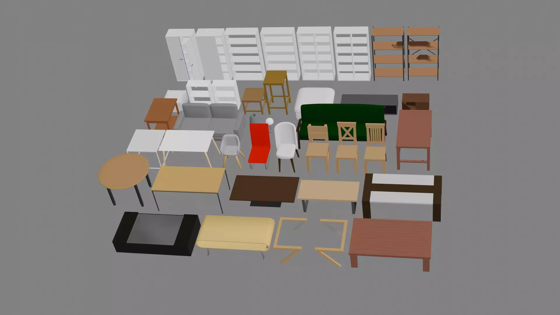 Furniture Set for Game Development Low-poly 3D model
