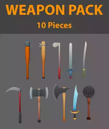 Low Poly Weapon Pack - 15 Pieces