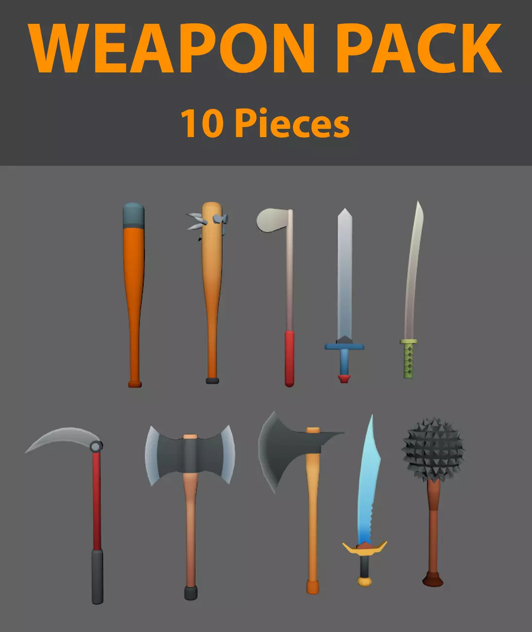 Low Poly Weapon Pack - 15 Pieces Low-poly 3D model_0