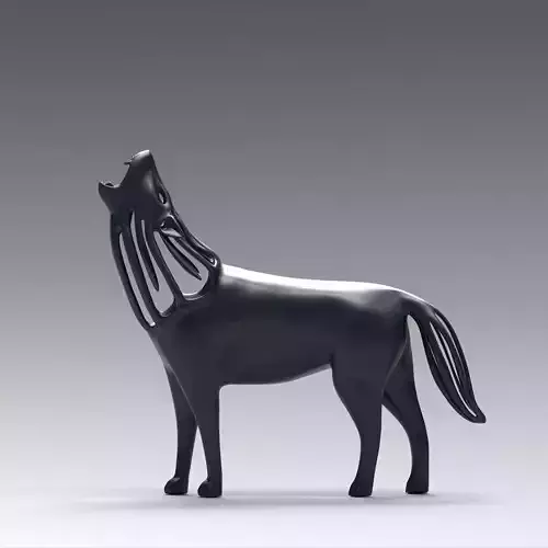 Hollow howling wolf statuette 3D print model