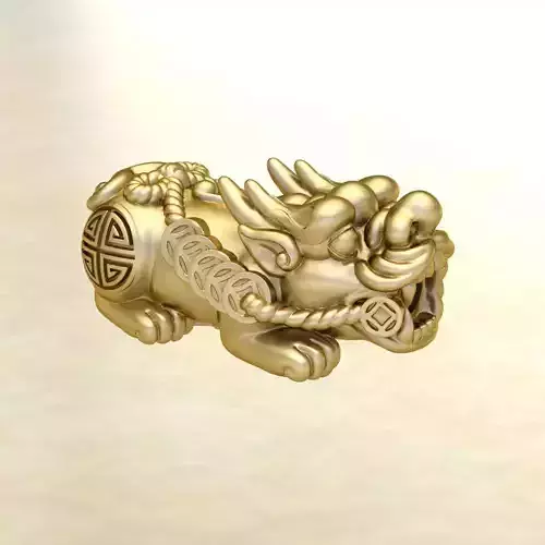 CHARM 3D PRINT golden dragon figurine