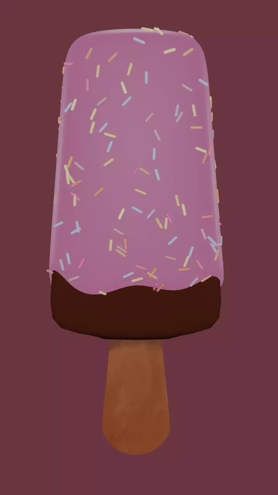 Strawberry Chocolate Ice Cream Low-poly 3D model_0