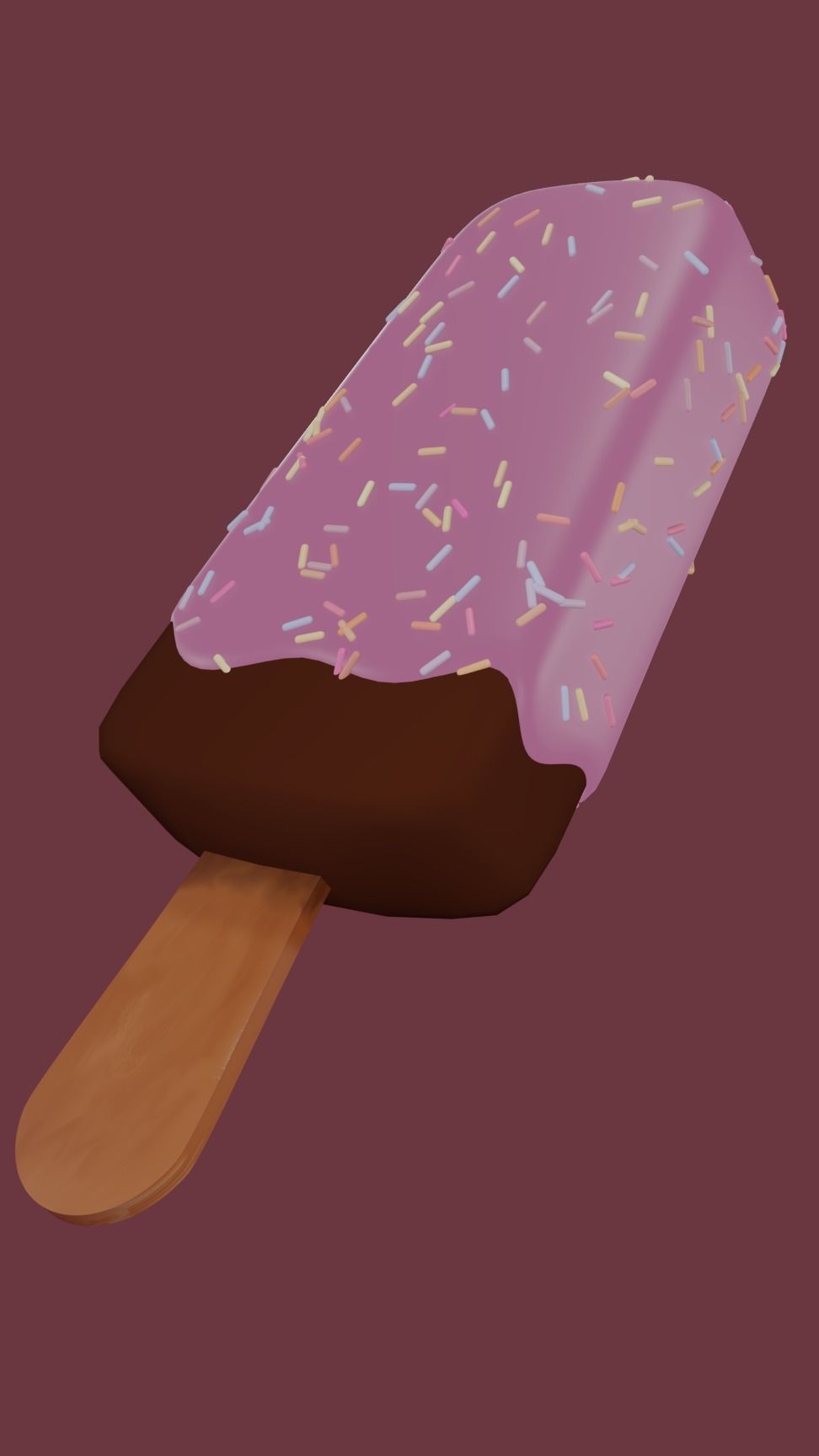 Strawberry Chocolate Ice Cream Low-poly 3D model_2