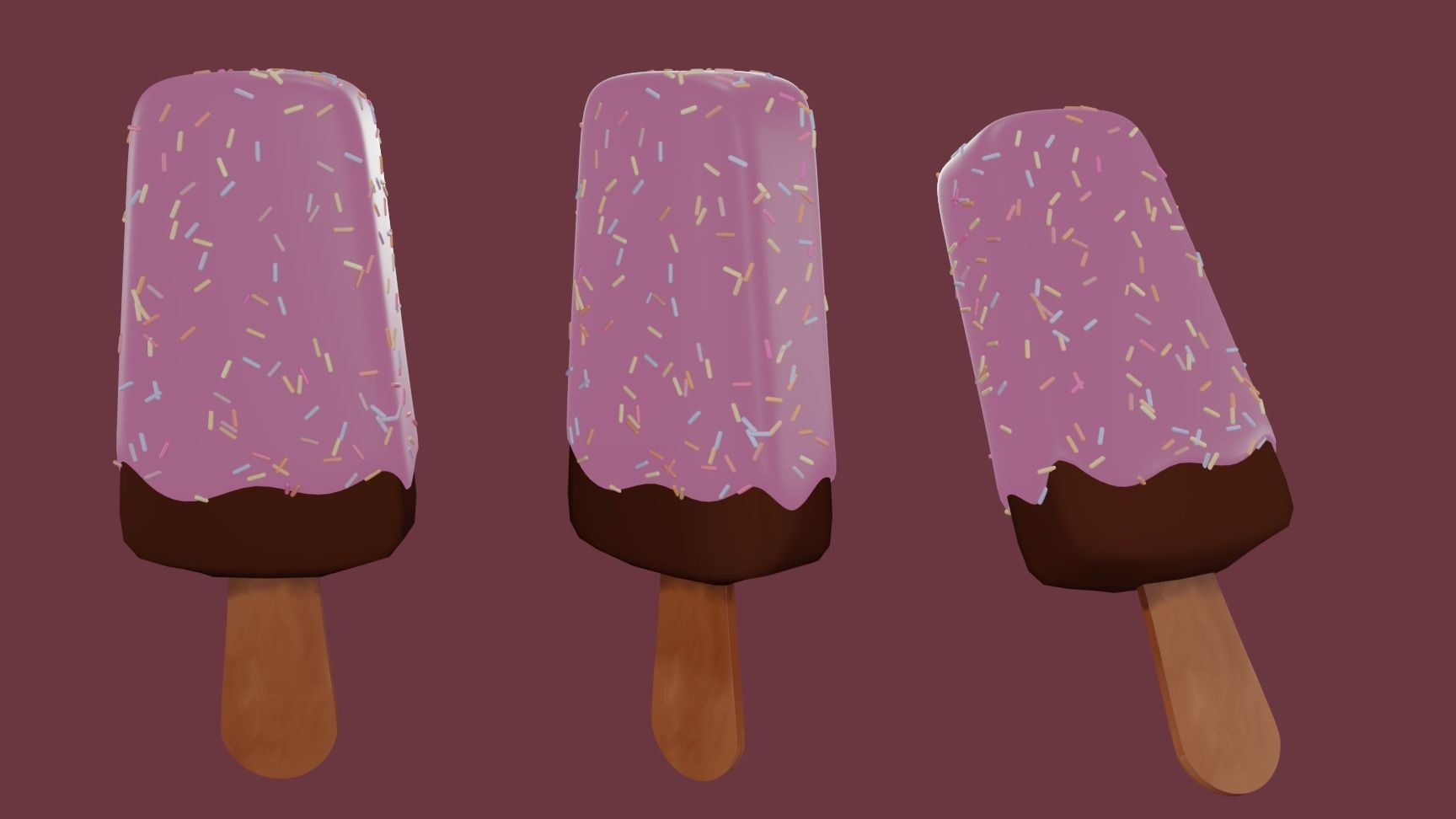 Strawberry Chocolate Ice Cream Low-poly 3D model_3
