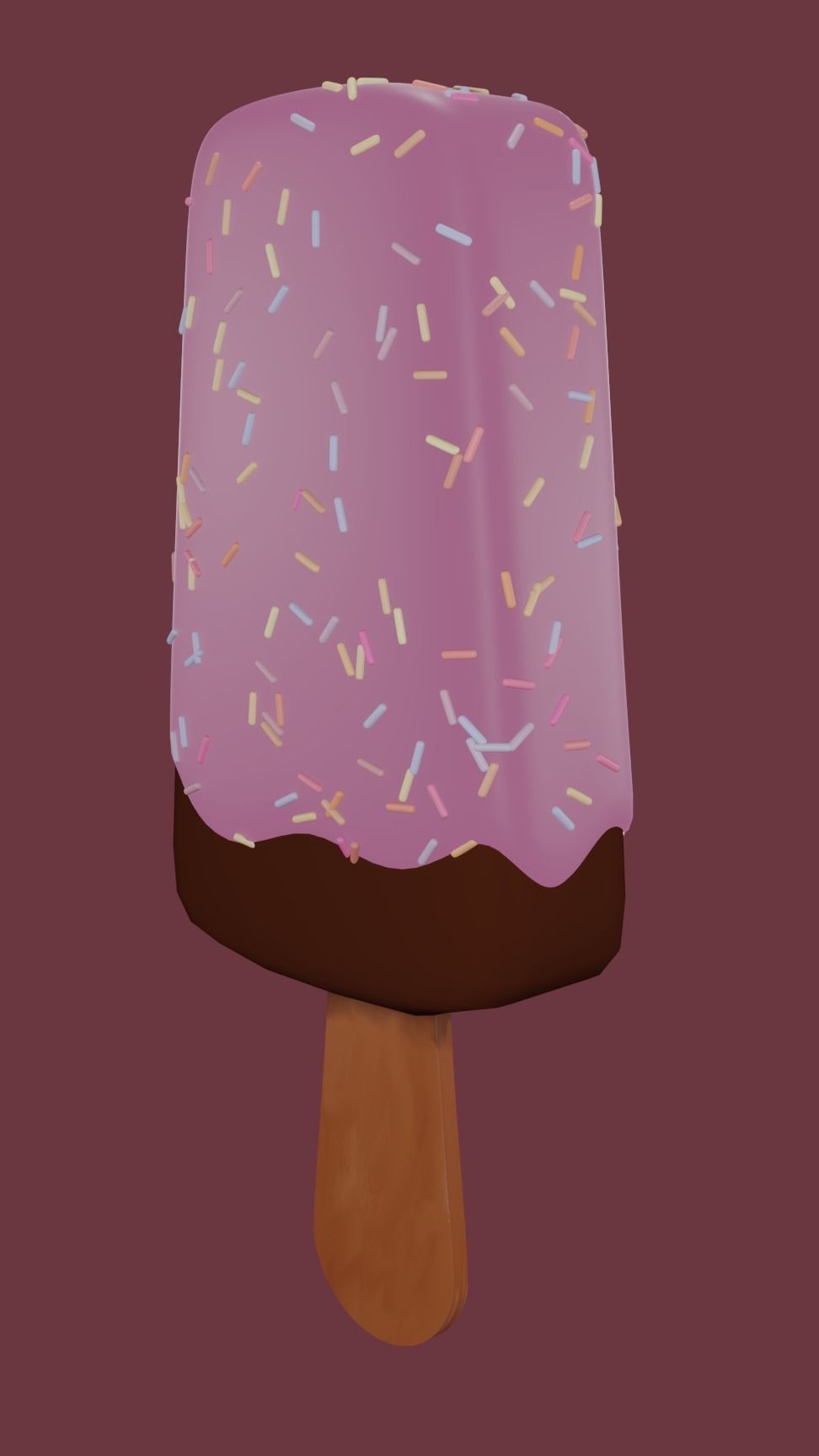 Strawberry Chocolate Ice Cream Low-poly 3D model_1