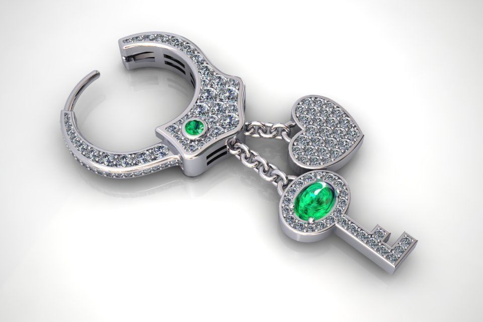 Earring Handcuff with charms 3D print model_1
