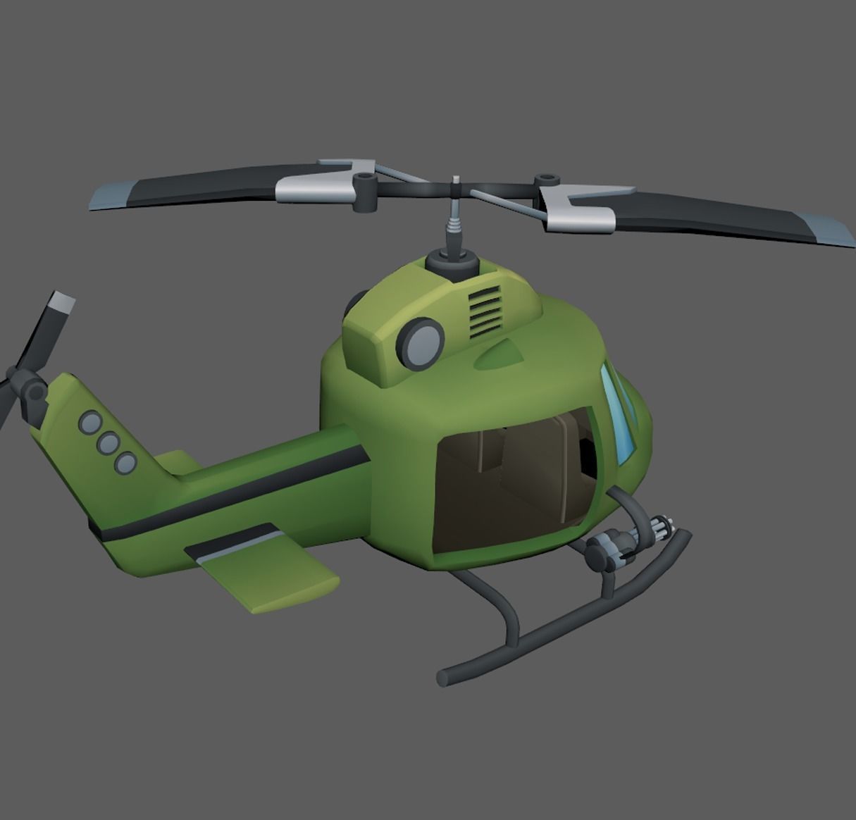 Low Poly Chopper helicopter Low-poly 3D model_2