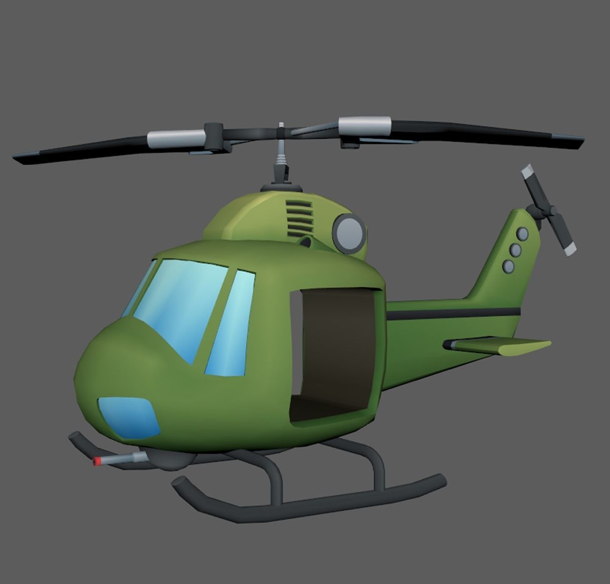 Low Poly Chopper helicopter Low-poly 3D model_1