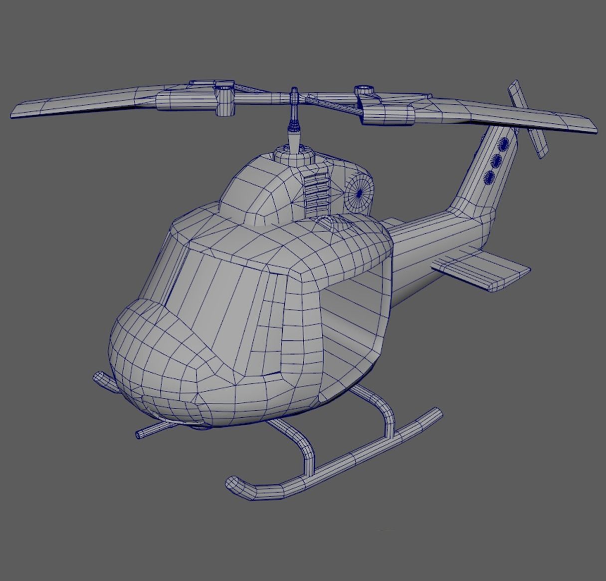 Low Poly Chopper helicopter Low-poly 3D model_4